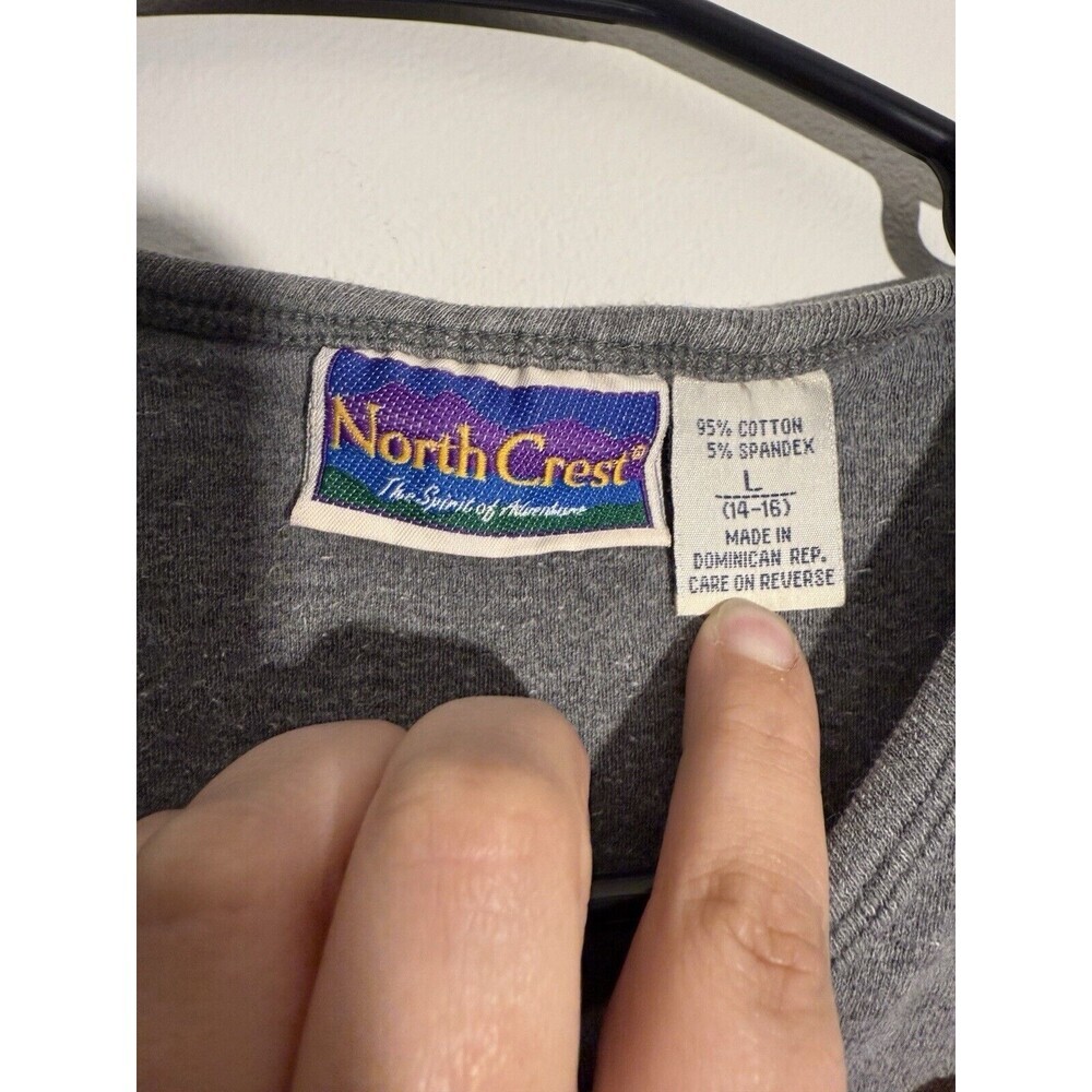 Vintage Womens North Crest 100% Cotton V-neck Sweater Sz L 14-16 Grey - Picture 2 of 4